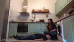 Boot domination and trampling in the kitchen