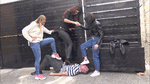 Public brutal trampling in sneakers