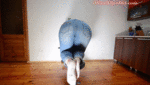 Jeans Butt Tease on Workout Bench