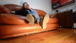 Sitting on Sofa Showing My Boots