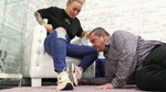 Mistress Jane - The tenant has to lick her shoes clean