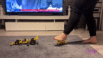 Crushing plastic cars