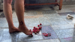Crushing of sweet strawberries